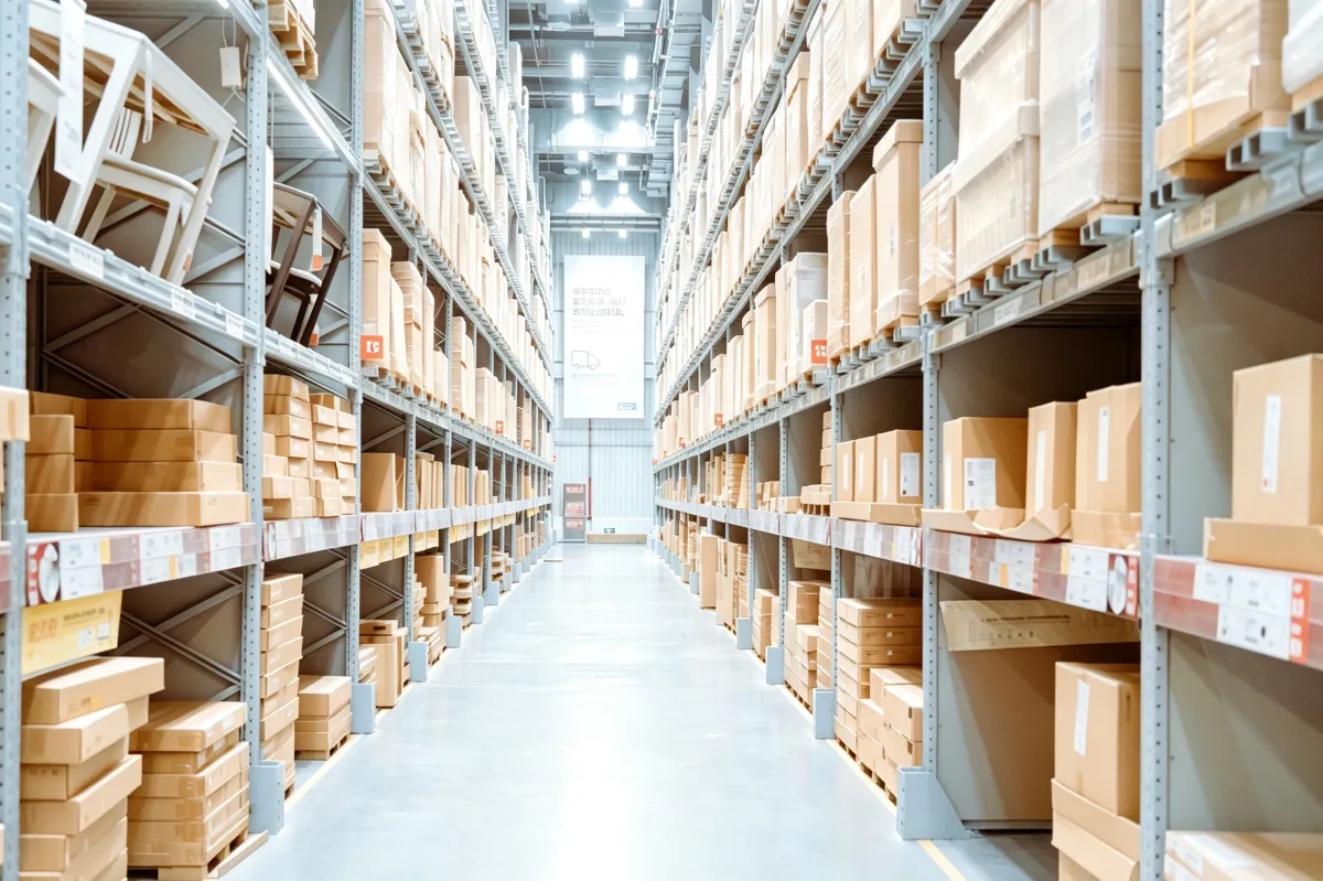 stationery products stored in a warehouse for wholesale